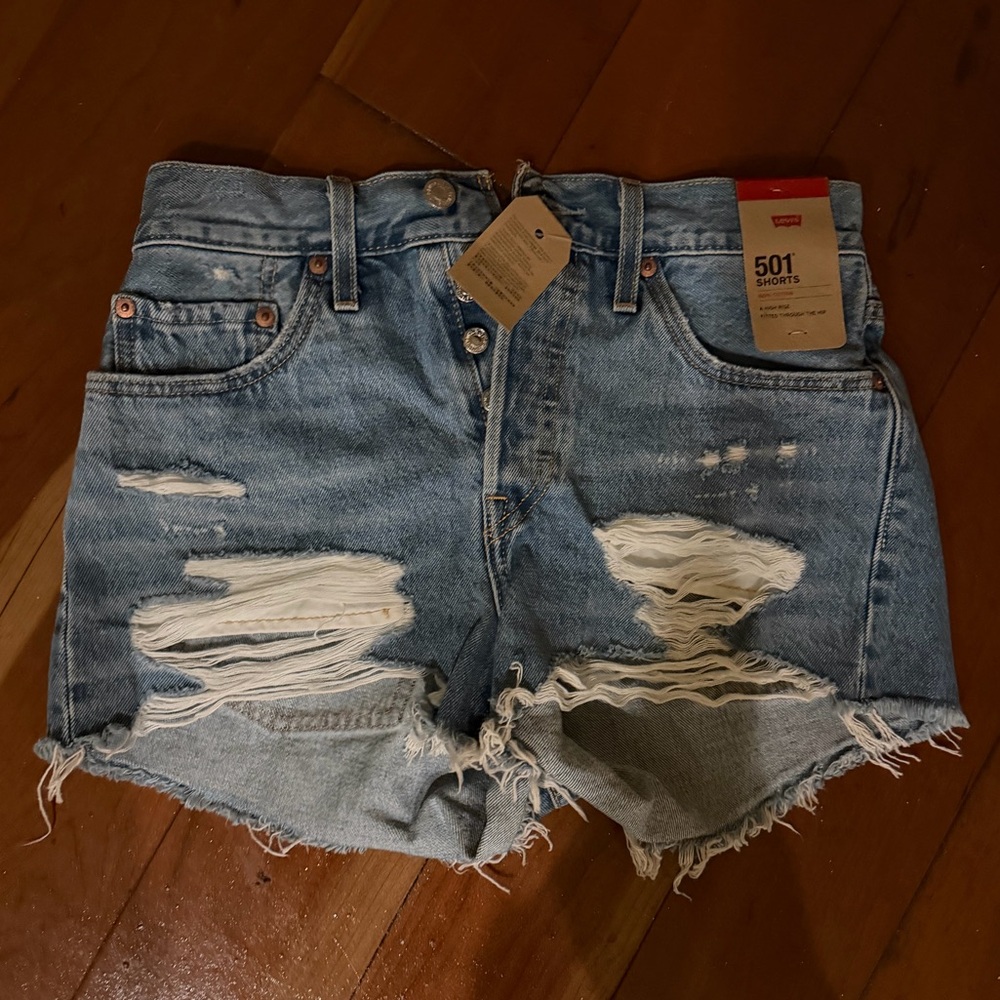 Levi's Women's Ripped Jean Shorts - Light Blue